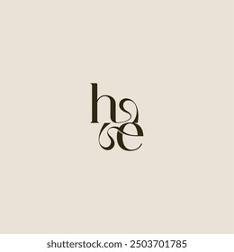 elegant wedding dynamic line monogram logo letter luxurious concept HE