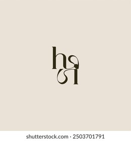elegante boda línea dinámica monograma logo letra lujoso concepto HI