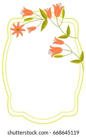 Elegant wedding frame with orange lilies. Vector clip art.