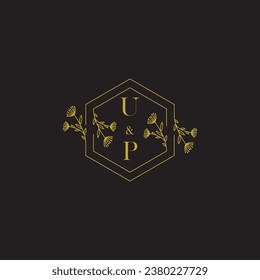 UP elegant wedding initial logo in high quality professional design that will print well across any print media