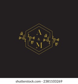AM elegantes Hochzeitslogo in hochqualitativem professionellem Design, das in allen Printmedien gut gedruckt werden kann