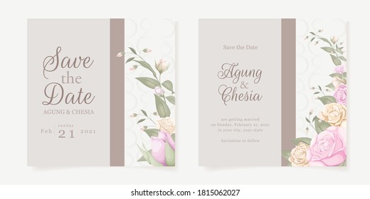 Elegant Wedding Invitaion With Flower Bouquet