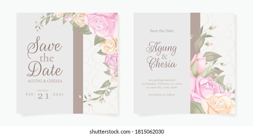 Elegant Wedding Invitaion With Flower Bouquet