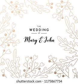 Elegant wedding invitation background with place for text. Card design with floral pattern.