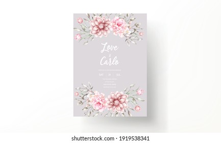 Elegant wedding invitation card with beautiful watercolor floral ornaments