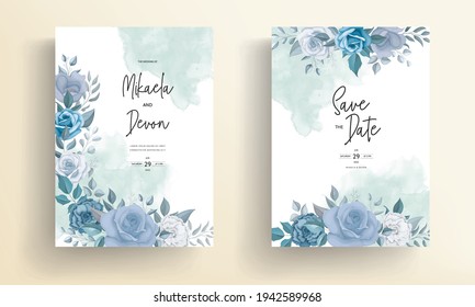 Elegant wedding invitation card with beautiful flowers