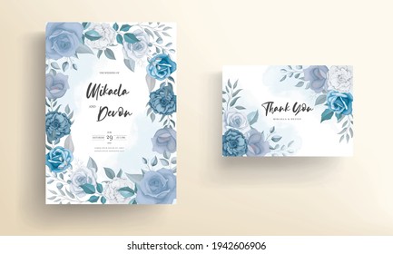 Elegant wedding invitation card with beautiful flowers