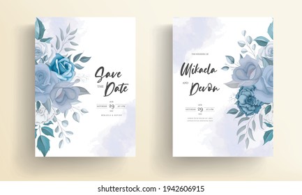 Elegant wedding invitation card with beautiful flowers