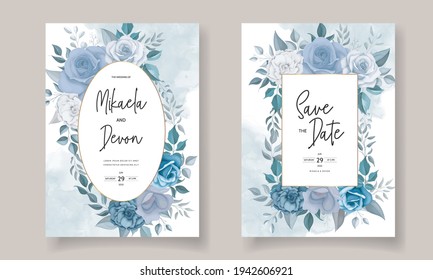 Elegant wedding invitation card with beautiful flowers