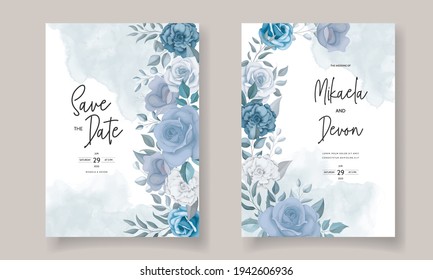 Elegant wedding invitation card with beautiful flowers