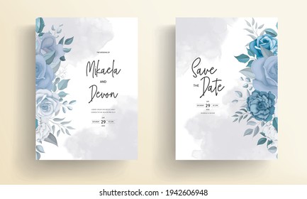 Elegant wedding invitation card with beautiful flowers