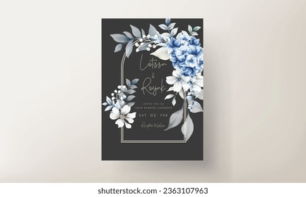 elegant wedding invitation card with beautiful floral wreath