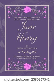 Elegant Wedding Invitation Card Design With Venue Details.