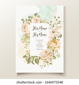 elegant wedding invitation card with floral template
