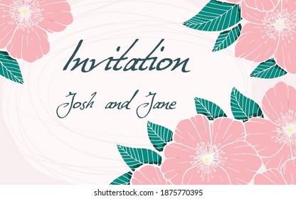 Elegant wedding invitation card with  floral decoration. Flowers background for social media stories, save the date, greeting, rsvp, thank you