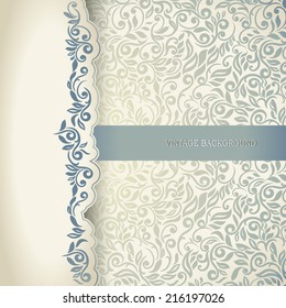 Elegant wedding invitation card, floral border, seamless background 