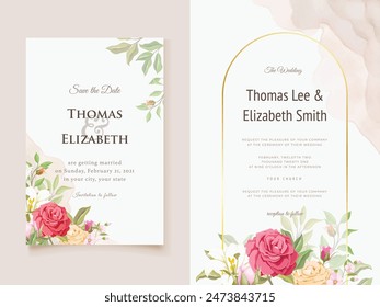 Elegant Wedding Invitation Card Floral Graphic Design