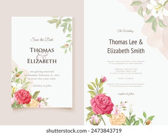 Elegant Wedding Invitation Card Floral Graphic Design