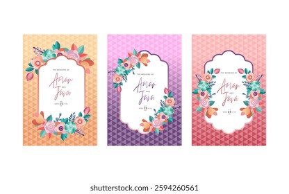 Elegant wedding invitation card with floral and colorful design