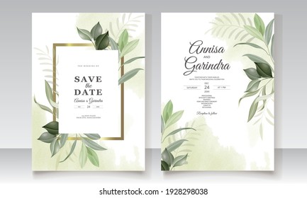 Elegant wedding invitation card leaves