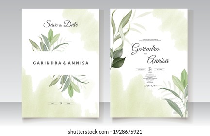 Elegant Wedding Invitation Card Leaves