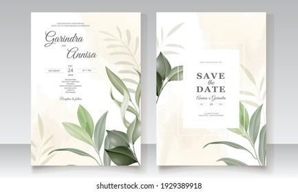 Elegant Wedding Invitation Card Leaves Stock Vector (Royalty Free ...