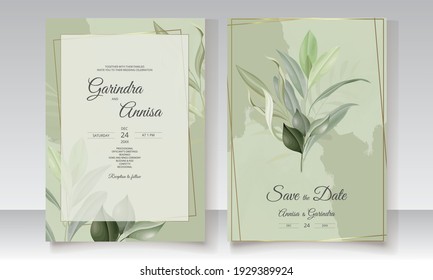 Elegant wedding invitation card leaves	