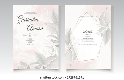  Elegant wedding invitation card  leaves