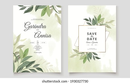  Elegant wedding invitation card leaves 