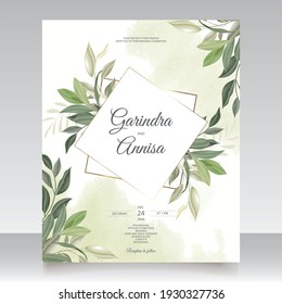  Elegant wedding invitation card leaves 