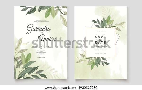  Elegant wedding\
invitation card leaves 