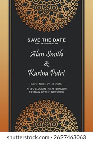 Elegant Wedding Invitation Card with Mandala Design