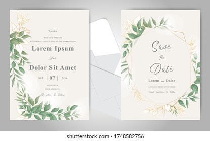 Elegant Wedding Invitation Card Set with Greenery Foliage