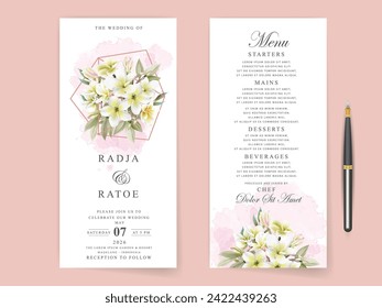 elegant wedding invitation card set with plumeria watercolor