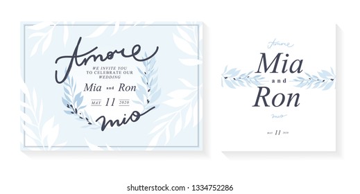 Elegant wedding Invitation card template design. Sign "Amore mio".