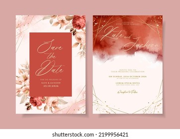 elegant wedding invitation card template with beautiful floral