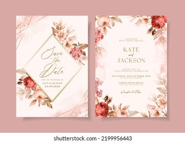 elegant wedding invitation card template with beautiful floral
