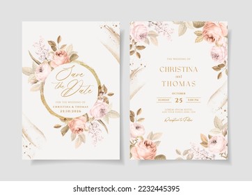 elegant wedding invitation card template set