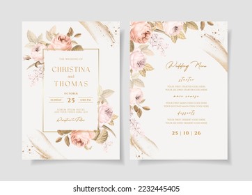 elegant wedding invitation card template set