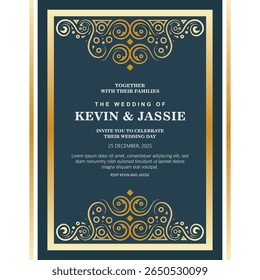 Elegant wedding invitation card template design