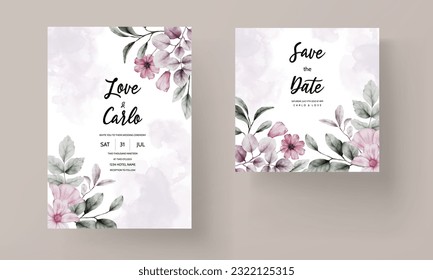 elegant wedding invitation card with vintage floral watercolor