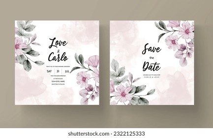 elegant wedding invitation card with vintage floral watercolor