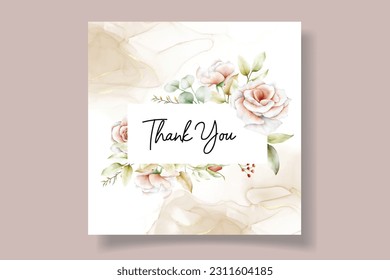 elegant wedding invitation card with watercolor floral decoration