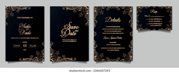 elegant wedding invitation cards set