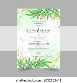 Elegant wedding invitation cards template with watercolor floral decoration 