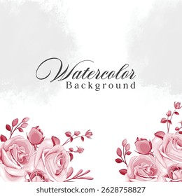 Elegant wedding invitation cards template with pink floral decoration
