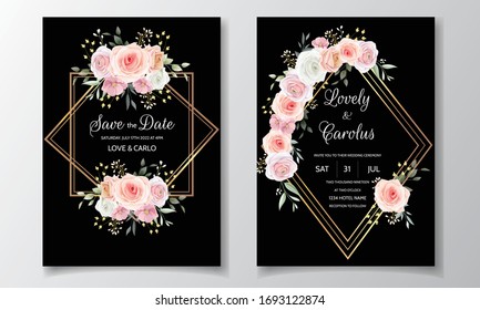 Elegant wedding invitation with floral frame