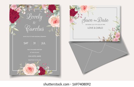 Elegant wedding invitation with floral frame