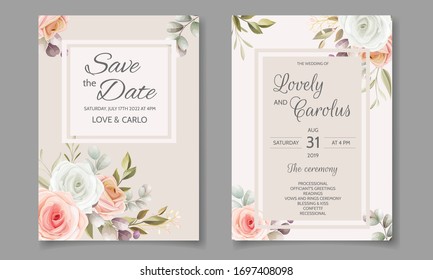 Elegant wedding invitation with floral frame