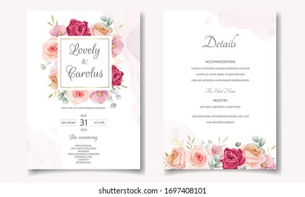 Elegant wedding invitation with floral frame